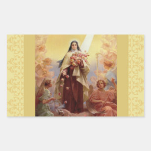 Pegatina Rectangular St. Therese, los pequeños ángeles de las flores