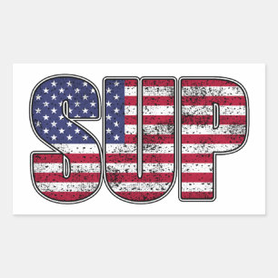 Pegatina Rectangular Standup Paddling SUP Bandera Americana