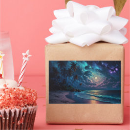 Pegatina Rectangular Star Coast, Maldivas, Night Beach