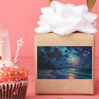 Pegatina Rectangular Star Coast, Maldivas, Night Beach