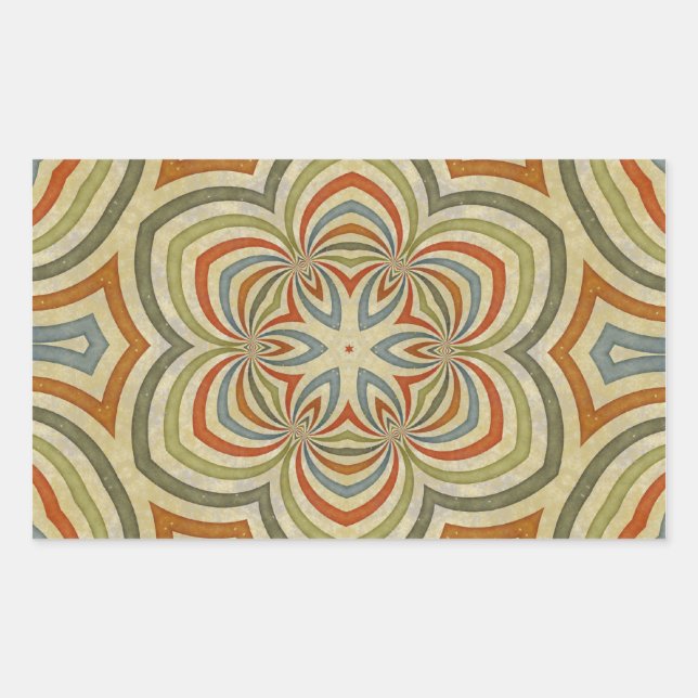 Pegatina Rectangular Star Flower Kaleidoscope Mandala (Anverso)