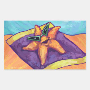 Pegatina Rectangular Starfish para tomar el sol