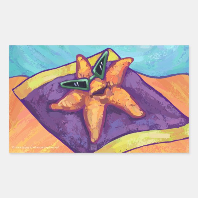 Pegatina Rectangular Starfish para tomar el sol (Anverso)