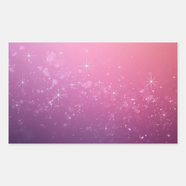 Pegatina Rectangular Stars In Pink Space (Anverso)