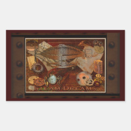 Pegatina Rectangular Steampunk Nostalgic Victorian Collage Art