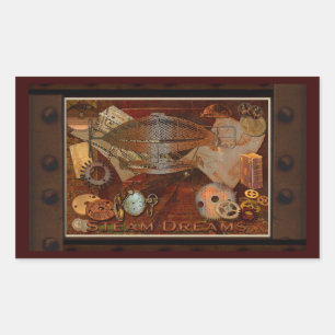 Pegatina Rectangular Steampunk Nostalgic Victorian Collage Art