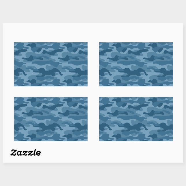 Pegatina Rectangular Steel Blue Monocolor Camo (Hoja)