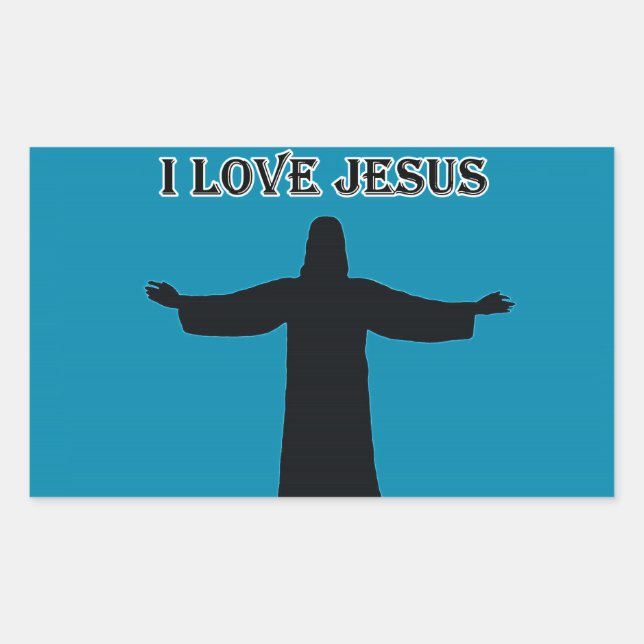 Pegatina Rectangular Sticker  i love jesus (Anverso)