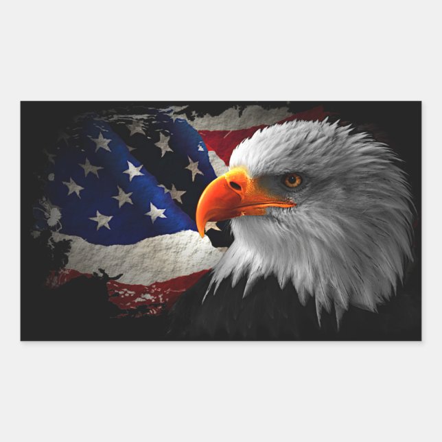 Pegatina Rectangular Sticker Rectangulaire L'aigle Américain (Anverso)