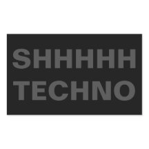 STICKER TECHNO SHHHHH gris sobre negro