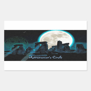 Pegatina Rectangular Stonehenge celta, astronomía de la Luna y las estr