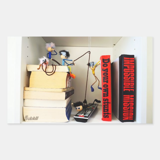 Pegatina Rectangular Stunt Fubby's Tom Cruise naspelen. (Anverso)