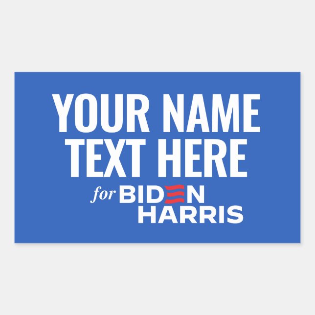 Pegatina Rectangular Su texto aquí para Biden Harris 2024 (Anverso)