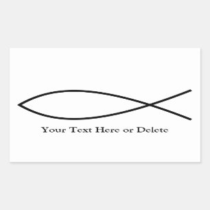 Pegatina Rectangular Su texto/color Negro Ichththys Christian Fish Jesu