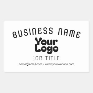 Pegatina Rectangular Subir logotipo Blanco y negro (editable)