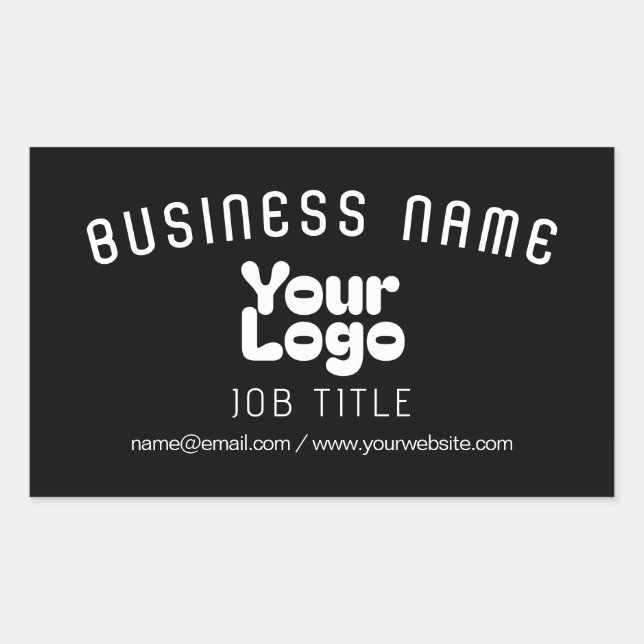 Pegatina Rectangular Subir logotipo | Negro y blanco (editable) (Anverso)