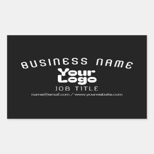 Pegatina Rectangular Subir logotipo Negro y blanco (editable)