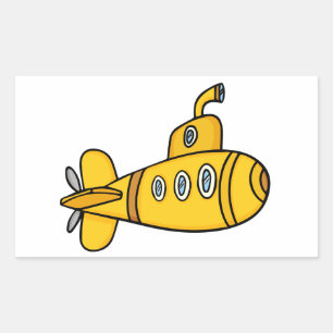 Pegatina Rectangular Submarino Personalizado amarillo