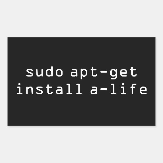Pegatina Rectangular sudo apt-get install a-life (Anverso)