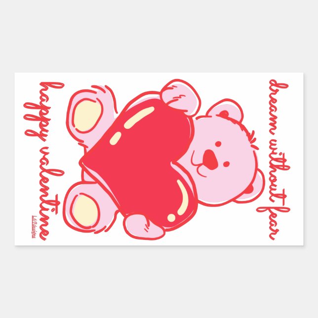 Pegatina Rectangular SUEÑO SIN MIEDO FELIZ regalo de VALENTINE (Anverso)