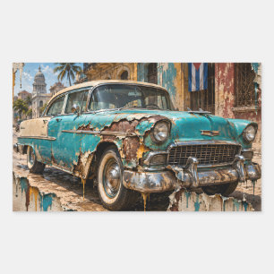Pegatina Rectangular Sueños de La Habana, Cromo Oxidado
