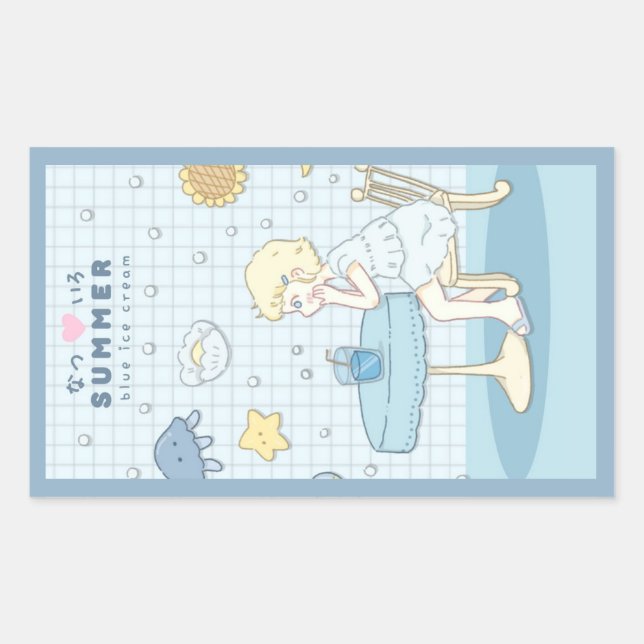 Pegatina Rectangular 🌊✩ Sueños de Verano en el Mar ✩🌊 (Anverso)