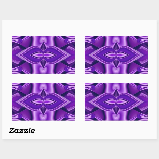 Pegatina Rectangular Sueños del arcoiris de flores moradas (Hoja)