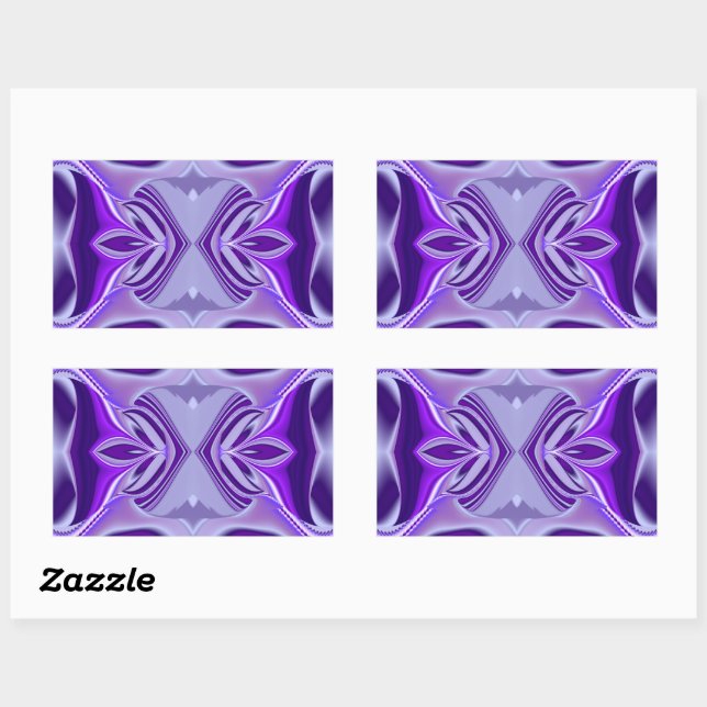Pegatina Rectangular Sueños del arcoiris de flores moradas (Hoja)