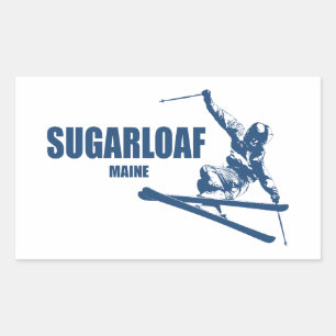 Pegatina Rectangular Sugarloaf Mountain Maine Skier