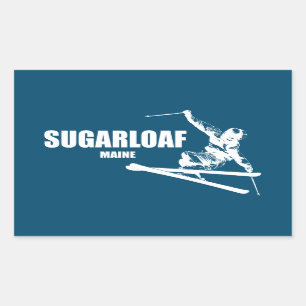 Pegatina Rectangular Sugarloaf Mountain Maine Skier