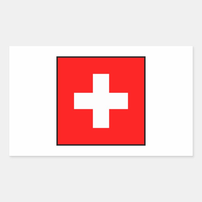 Pegatina Rectangular Suiza - Bandera suiza (Anverso)