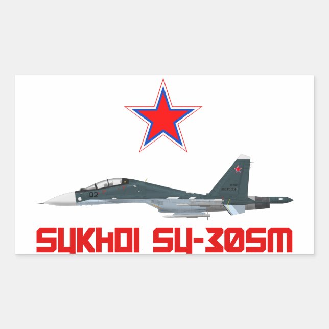 Pegatina Rectangular Sukhoi Su-30SM Russian Air Force VKS (Anverso)