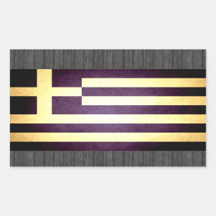 Pegatina Rectangular Sun besó la bandera de Grecia