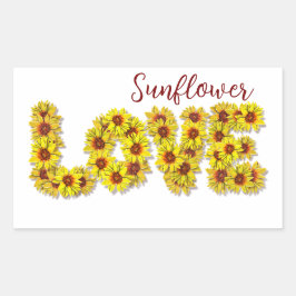 Pegatina Rectangular Sunflower Love Sticker