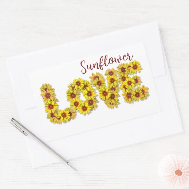 Pegatina Rectangular Sunflower Love Sticker (Sobre)