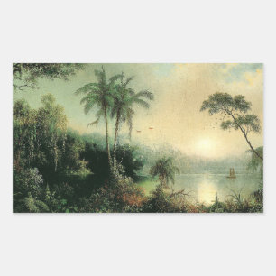 Pegatina Rectangular Sunrise in Nicaragua, pintura de M.J. Heade