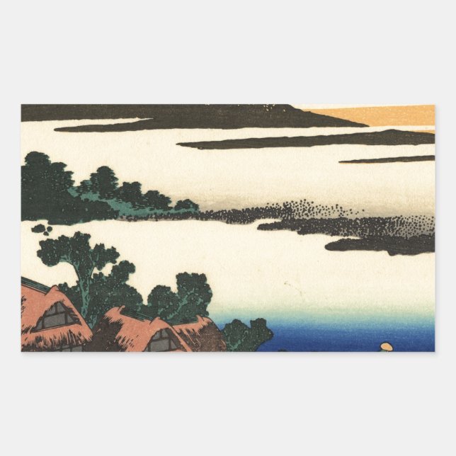 Pegatina Rectangular Sunset del Monte Fuji Japón (Anverso)