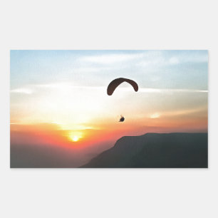 Pegatina Rectangular Sunset Paraglide Wanderlust Extreme Sports Art