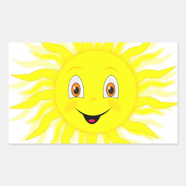 Pegatina Rectangular Sunshine Happy Face (Anverso)