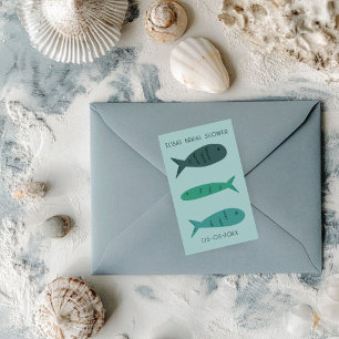 Pegatina Rectangular Suntuosa Reunión en la Costa Bridal Shower Peces L