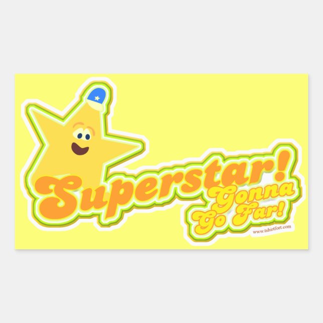 Pegatina Rectangular Superstar irá tan lejos (Anverso)