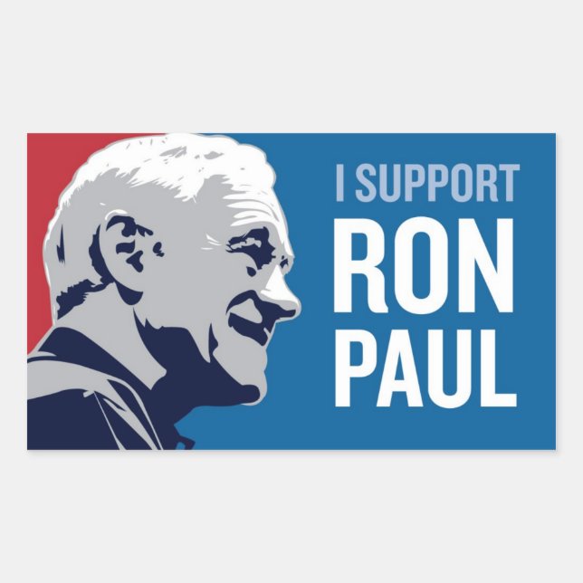 Pegatina Rectangular Support Ron Paul (Anverso)