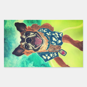 Pegatina Rectangular Surf Dog