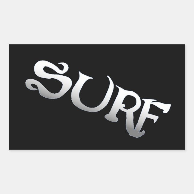 Pegatina Rectangular Surf negro grande rectángulo grandes pegatinas (Anverso)