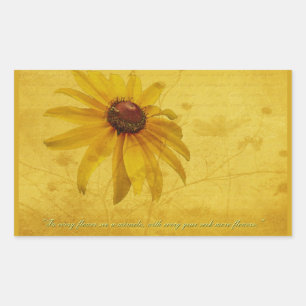 Pegatina Rectangular Susan Wildflower y Cita de ojos negros