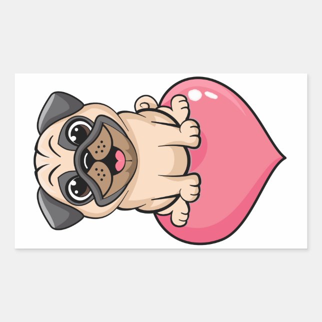 Pegatina Rectangular Süsser Mops (Anverso)