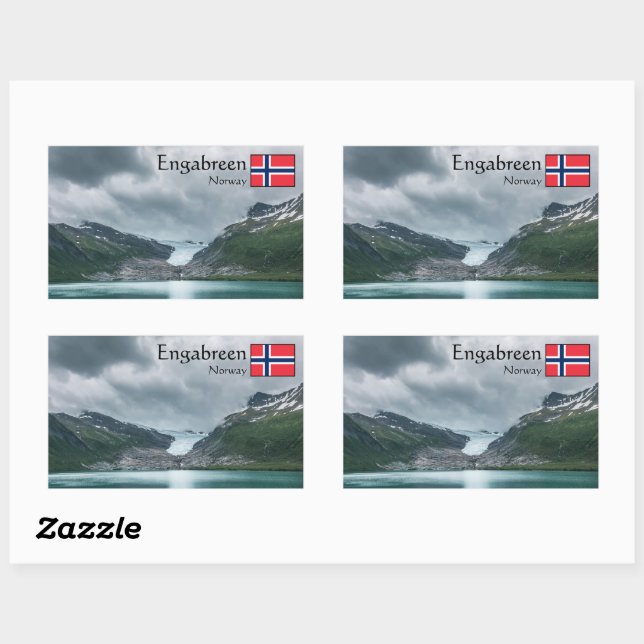 Pegatina Rectangular Svartisen Glacier Noruega Souvenir (Hoja)