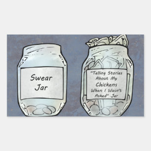 Pegatina Rectangular Swear Jar y Chicken Jar