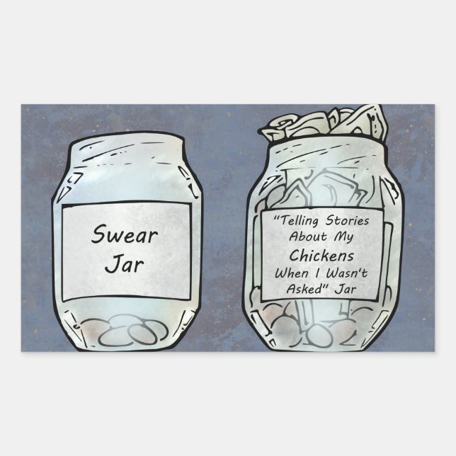 Pegatina Rectangular Swear Jar y Chicken Jar (Anverso)