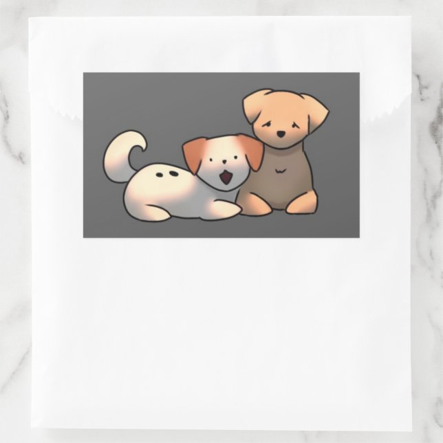 Pegatina Rectangular Sweet dogs, puppy (Bolso)